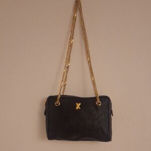 Paloma Picasso Black Crossbody Bag with Gold Chain